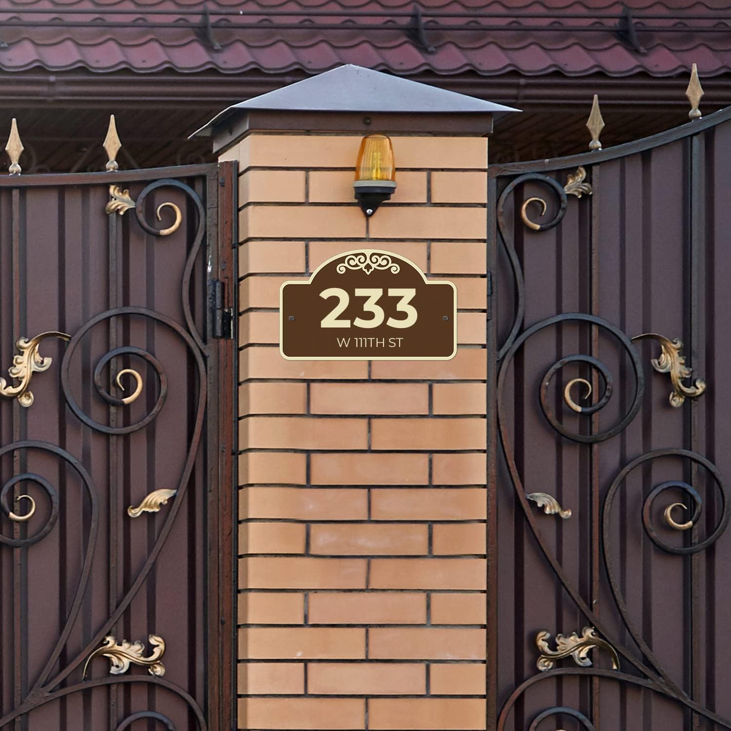 Custom Indoor/Outdoor Decorative Address Sign, Black Background, Made in the USA 12x7.5 Inches, Aluminum Composite Made in USA