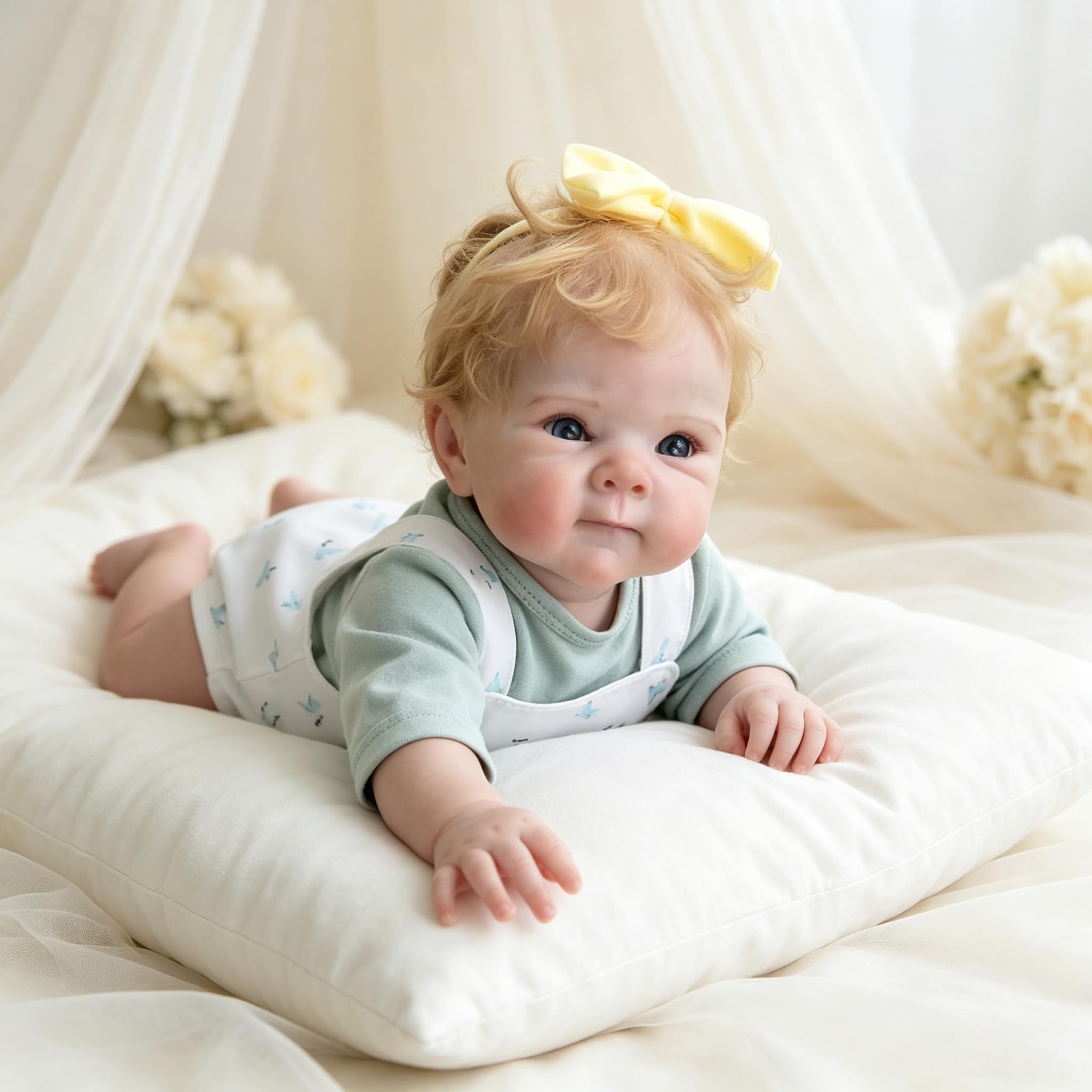 Bambole Reborn in Silicone Corpo Intero 45cm, Bambole Neonato Realistica con Capelli Impiantati, Bambole Bébé Artigianale Pesata con Set Accessori Completo per Regalo Bambini & Collezionisti