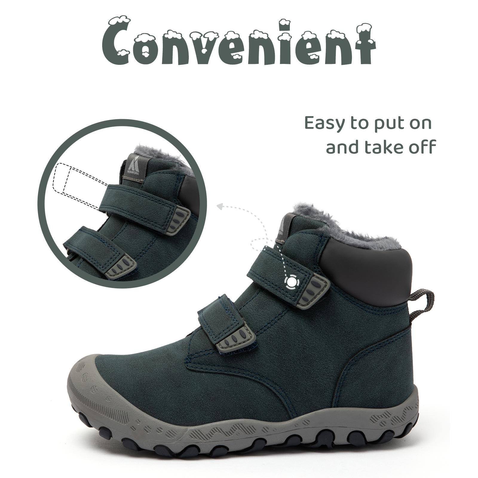 Mishansha Zapatos Invierno Niño Botas de Nieve Niña Calientes Botines Niños Antideslizante, Tallas 24-38 EU