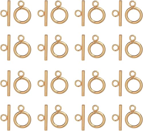 Pandahall - Juego de 50 cierres de palanca de acero inoxidable, cierre de barra en T dorada para collares, pulseras, joyería