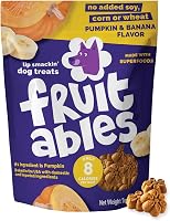 Fruitables Pumpkin & Banana Baked Dog Treats - Low Calorie 8 Cal, Grain-Free Superfood Rewards, No Wheat Corn Soy, Made in USA 7oz