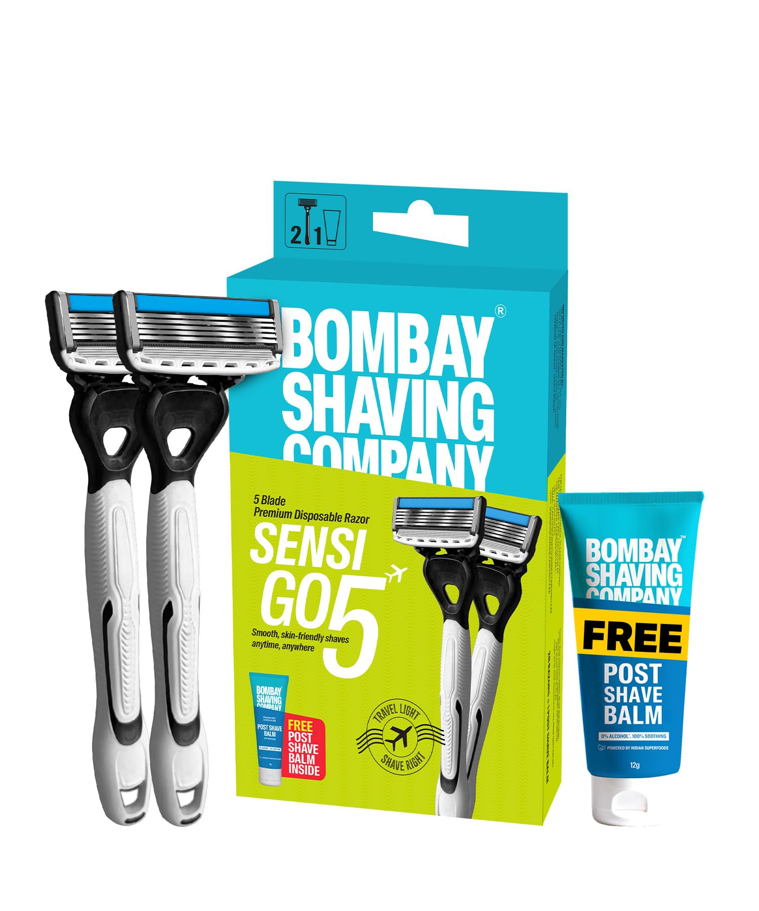 Bombay Shaving Company Sensi Go 5 Premium 5-Blade Disposable Men's Razor - Free Post Shave Balm-image-31