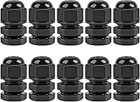 Vista 28 de Surtido de prensaestopas de nailon IP68, impermeable, con certificación UL y compatible con RoHS, 20 piezas, alivio de tensión de cable de 1/4 Negro