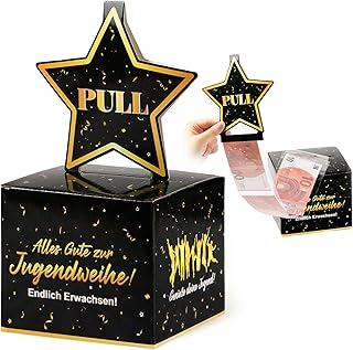 COMOOKA Geldgeschenk Jugendweihe Junge - DIY Überraschungsbox für Geldgeschenke Verpacken - Originelle Jugendweihe Geschenke für Junge & Mädchen (Schwarz Gold, 13x13x11cm)