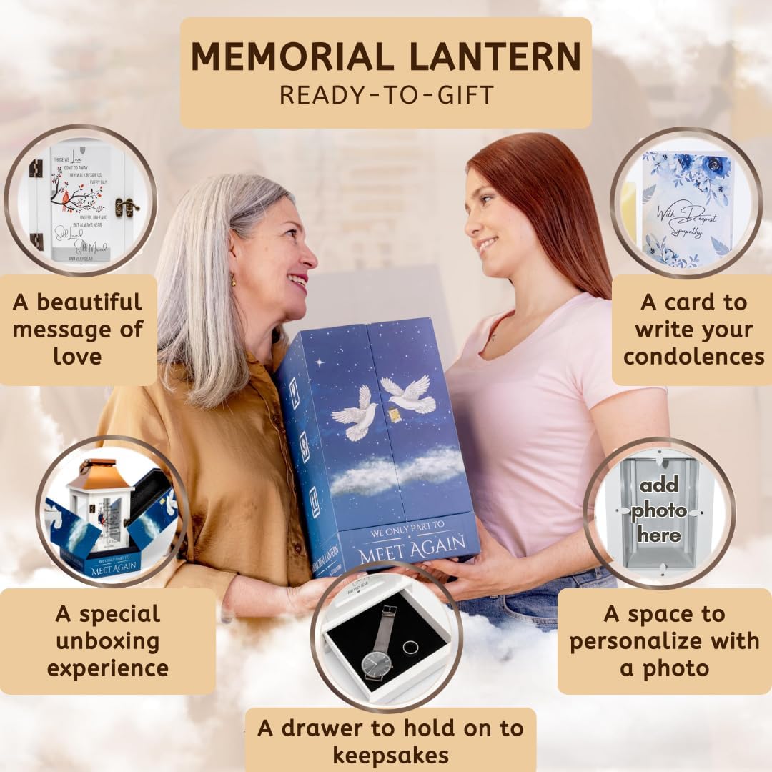 Memorial Lantern with Photo Frame & Keepsake Drawer | Memorial Gifts for Loss of Mom, Mother | Bereavement Gifts, Sympathy Gifts | LED Candle with Timer | Condolences Gift for Loss by STILLWIND
