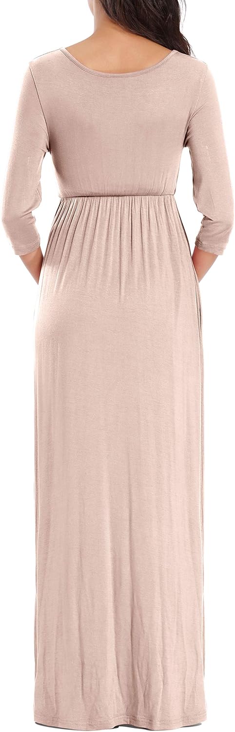 KIM S Maternity Maxi Dress with Flower Sash(S-3XL)/Wrapped Ruched V Neck Photoshoot Baby Shower Dresses - Image 5