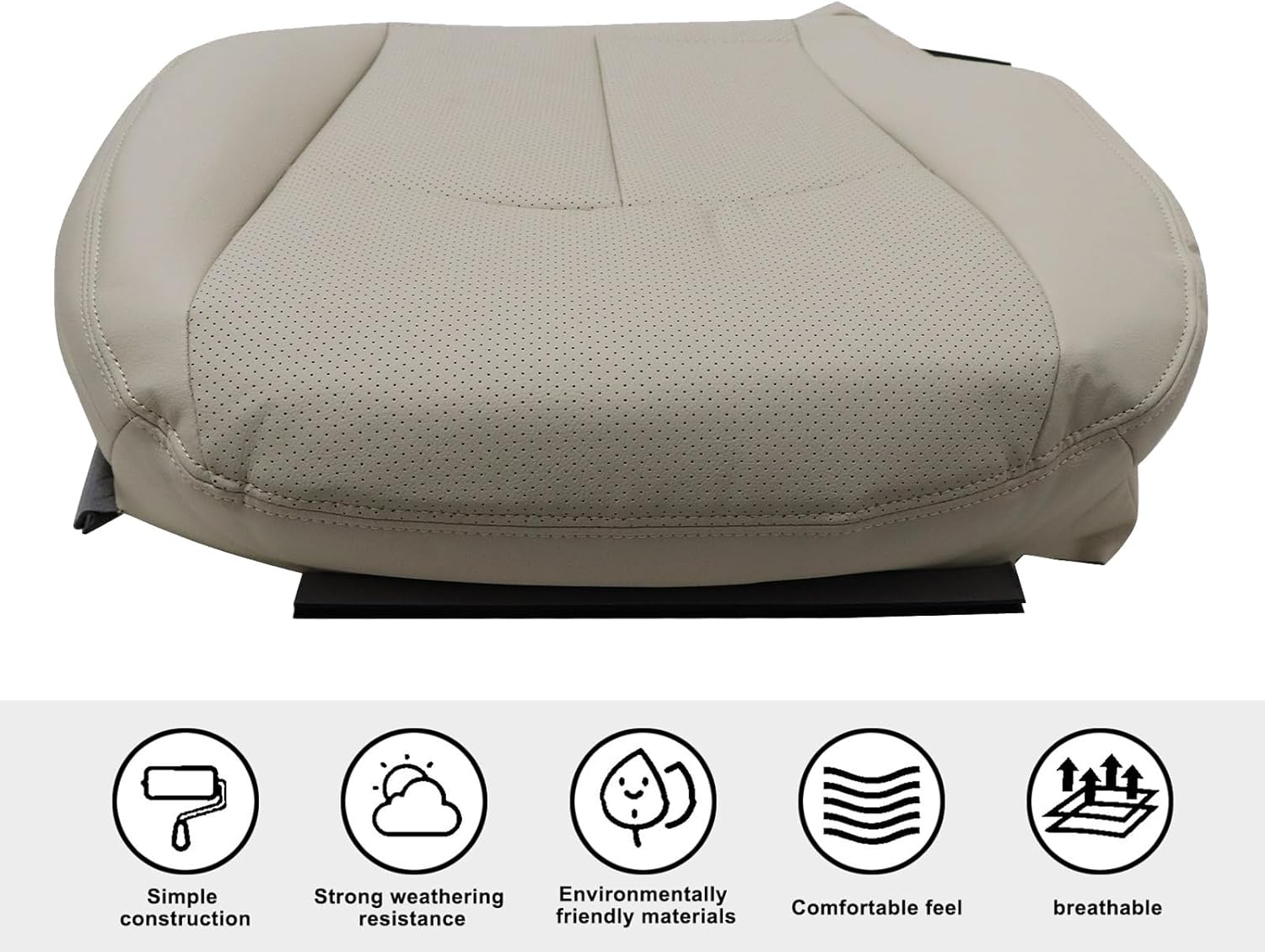SecosAutoparts Tan Perforated Driver Bottom Replacement Microfiber Leather Seat Cover Compatible with Mercedes Benz E63 E280 E300 E320 E350 E500 E550 2003 2004 2005 2006 2007 2008 2009
