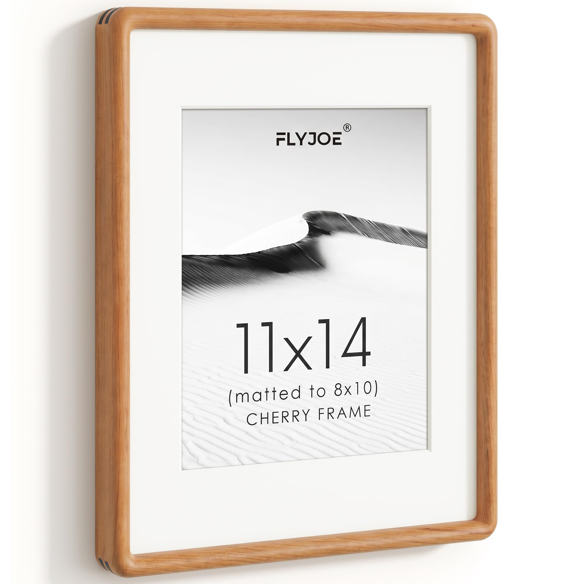 11x14 Picture Frame, Natural Solid Cherry Wood Photo Frame, Rounded Corner