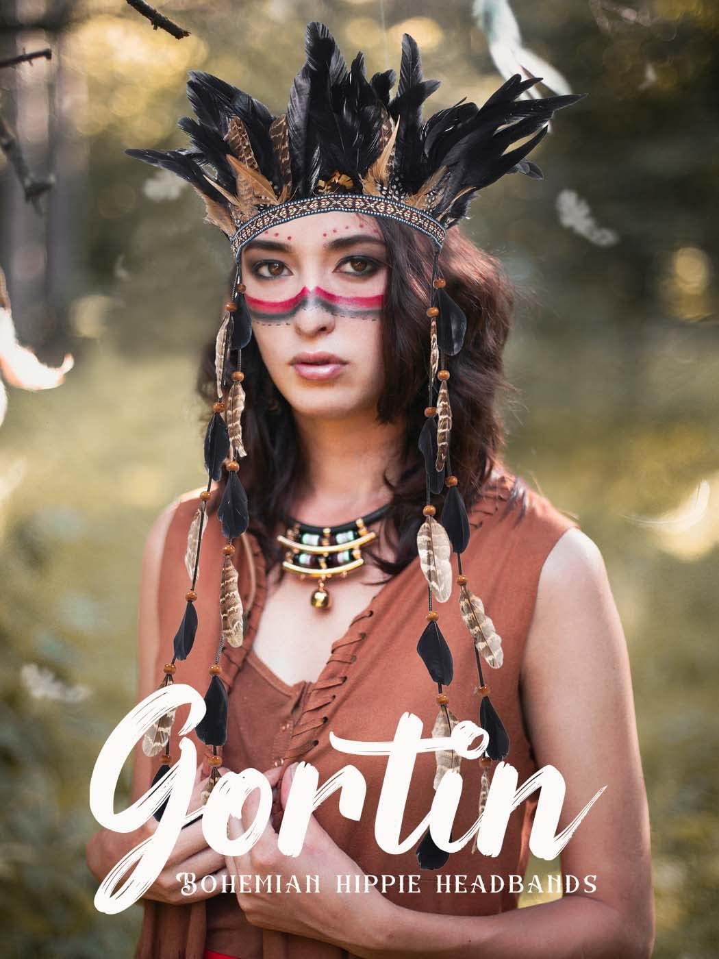 GORTIN Indian Headdress Boho Feather Headband Native American Costume Hippie Headpiece Hair Accessories for Women - Image 7
