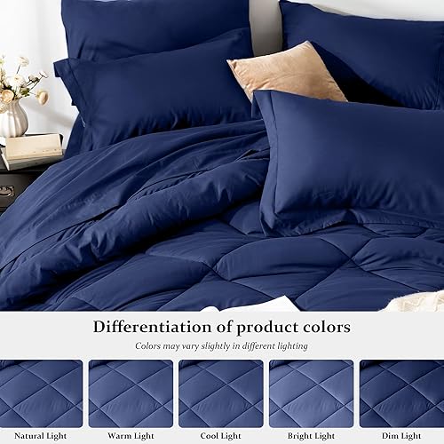 Miniatura 4 de Newspin - Juego de edredón de 8 piezas y tamaño matrimonial, ropa de cama en una bolsa, con edredón y sábanas, fundas de almohada, sábana encimera,