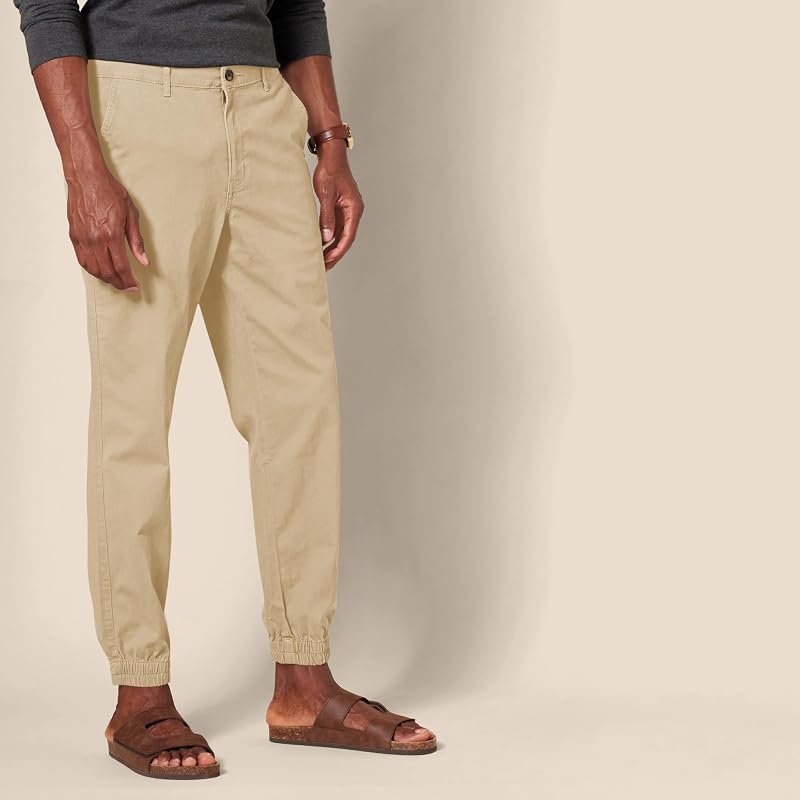 Amazon Essentials Men's Straight-Fit Chino Jogger Pants with Elastic Waist and Pockets, Khaki Brown, Large image 3