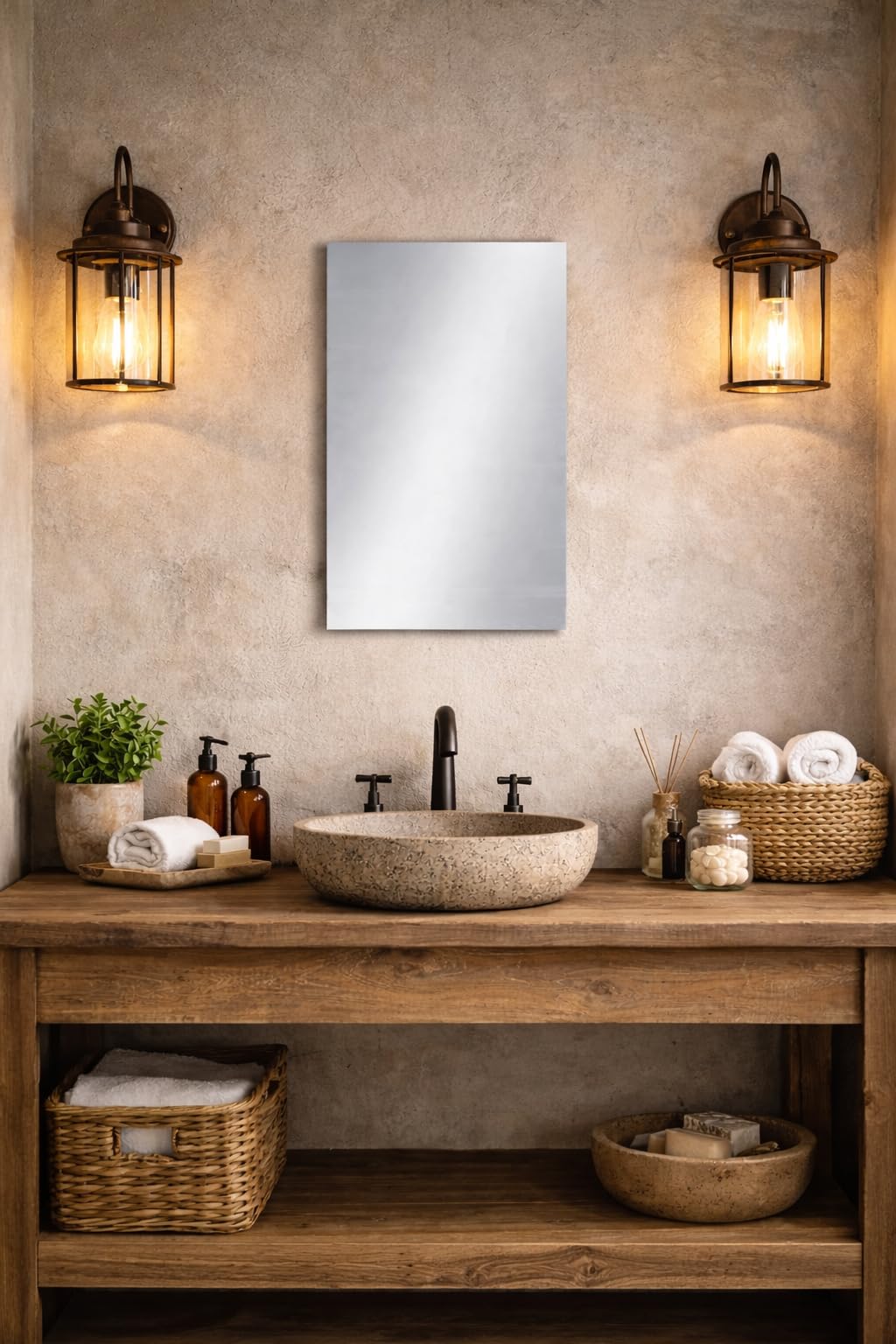 BAIKAL Espejo de Baño Rectangular 40x60cm Con y Sin LED