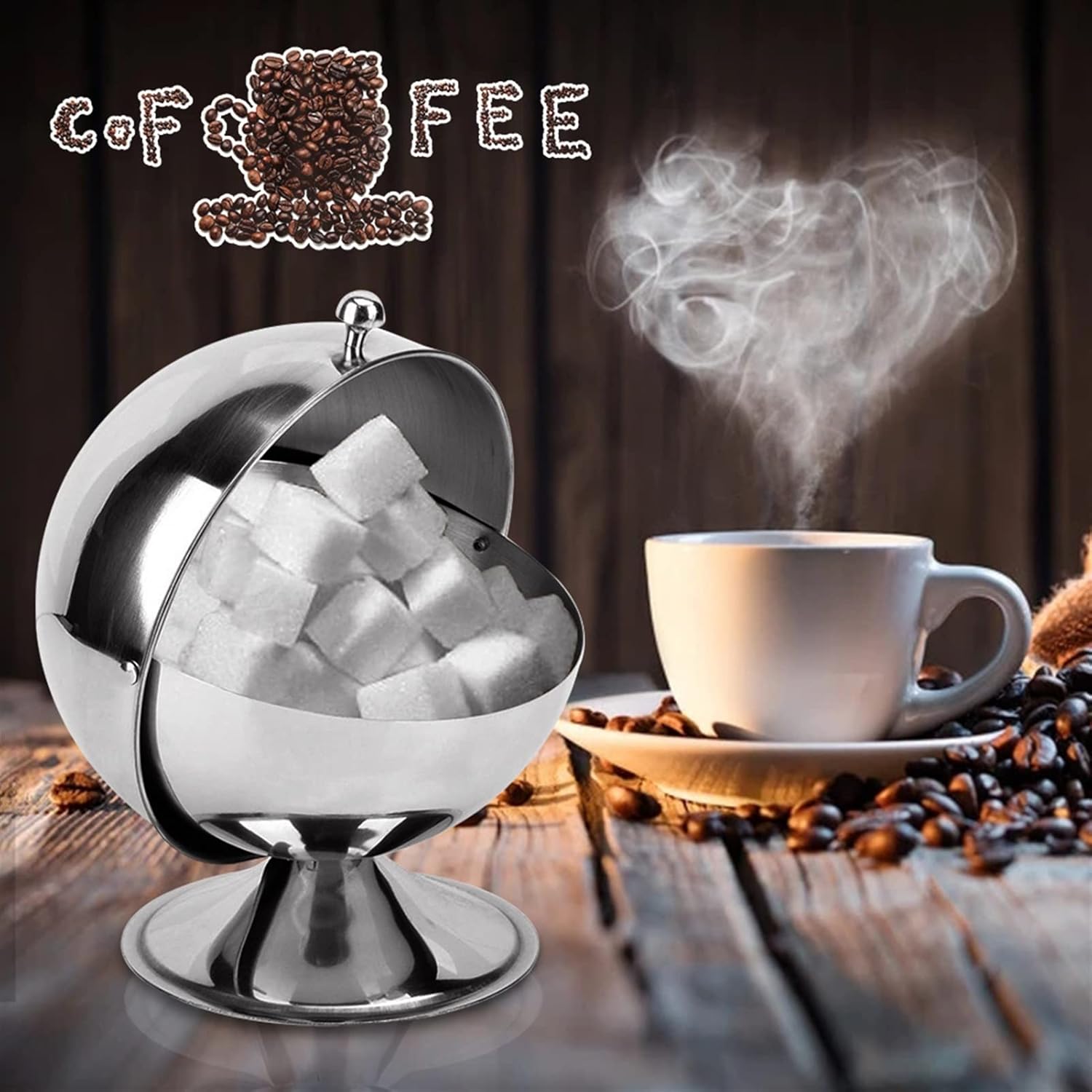 sugar bowl Stainless Steel Spherical Sugar Tank Spice Seasoning Jar Storage Holder Clamshell Sugar Bowl Home Organizer Reversible Storage sugar pot