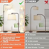 Vista 2 de Nintiue [Actualizada] Lámpara de pie regulable, bombilla LED Edison de 1000 lúmenes incluida, lámpara de pie moderna de arco alto marrón para sala