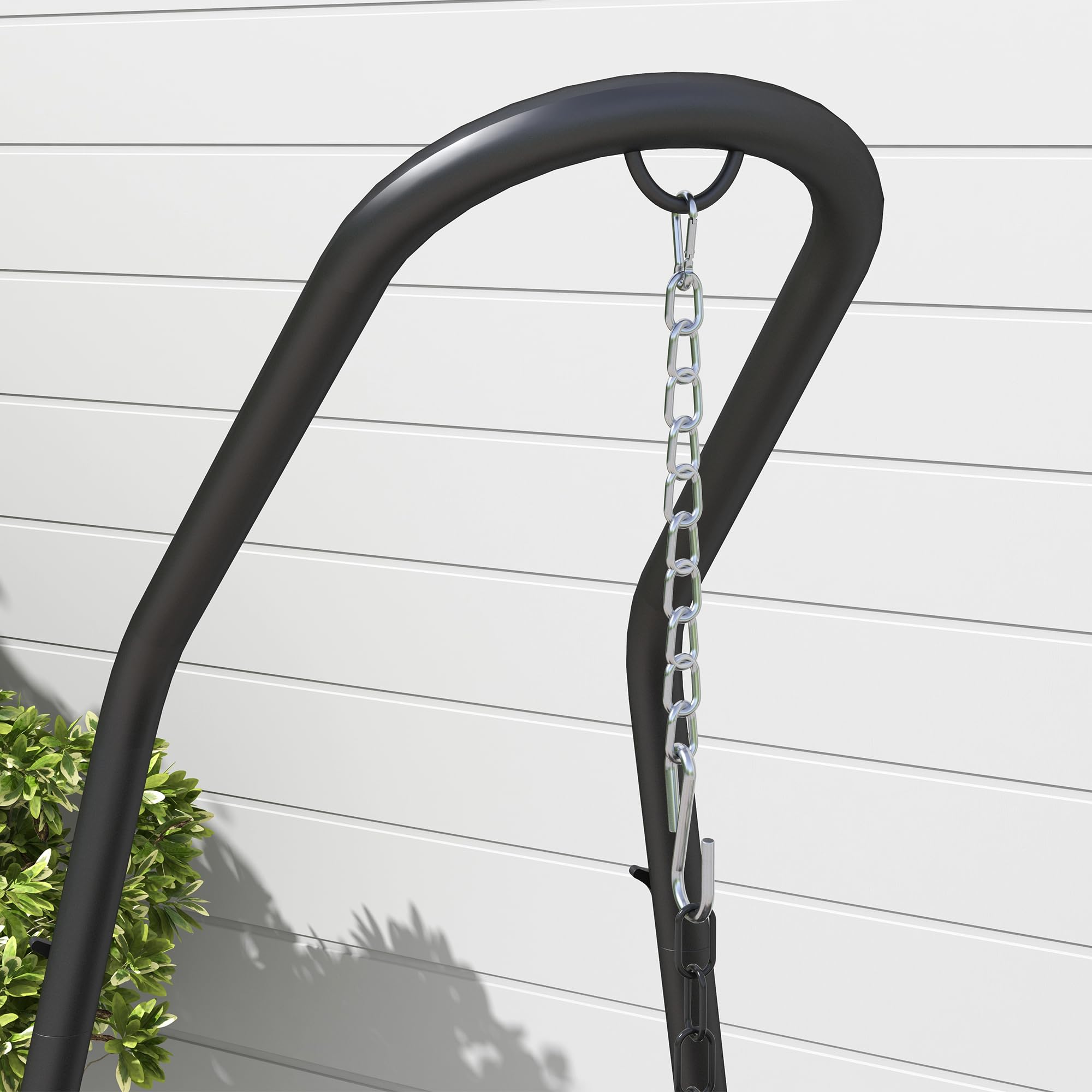 Outsunny Hängestuhlgestell Hängesesselgestell Höhenverstellbarer Ständer für Hängestuhl bis 150 kg Belastbar für Garten, Balkon, Metall, Schwarz, 133 x 116 x 195/230 cm