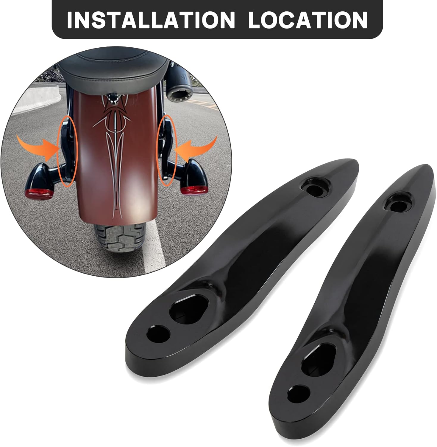 PSLER Motorcycle Rear Turn Signal Extension Holder Bracket License Plate Relocation Kit for Softail All Models 2000-2020(Except FXDR), Black