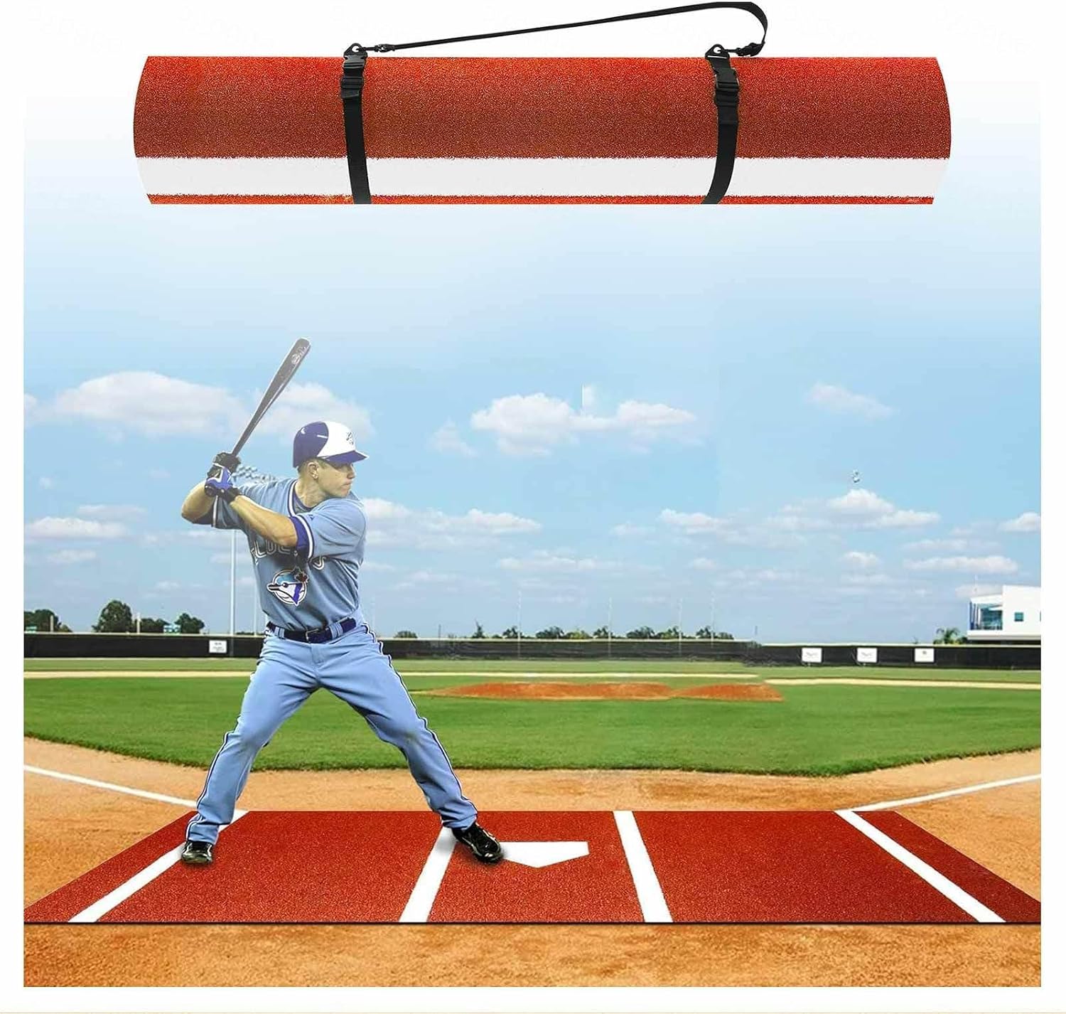 Hitting Mat, with Home Plate Batters Box Turf Mat, Baseball and Softball Hitting Mat, with Non-Slip Rubber Backing for Indoor Outdoor