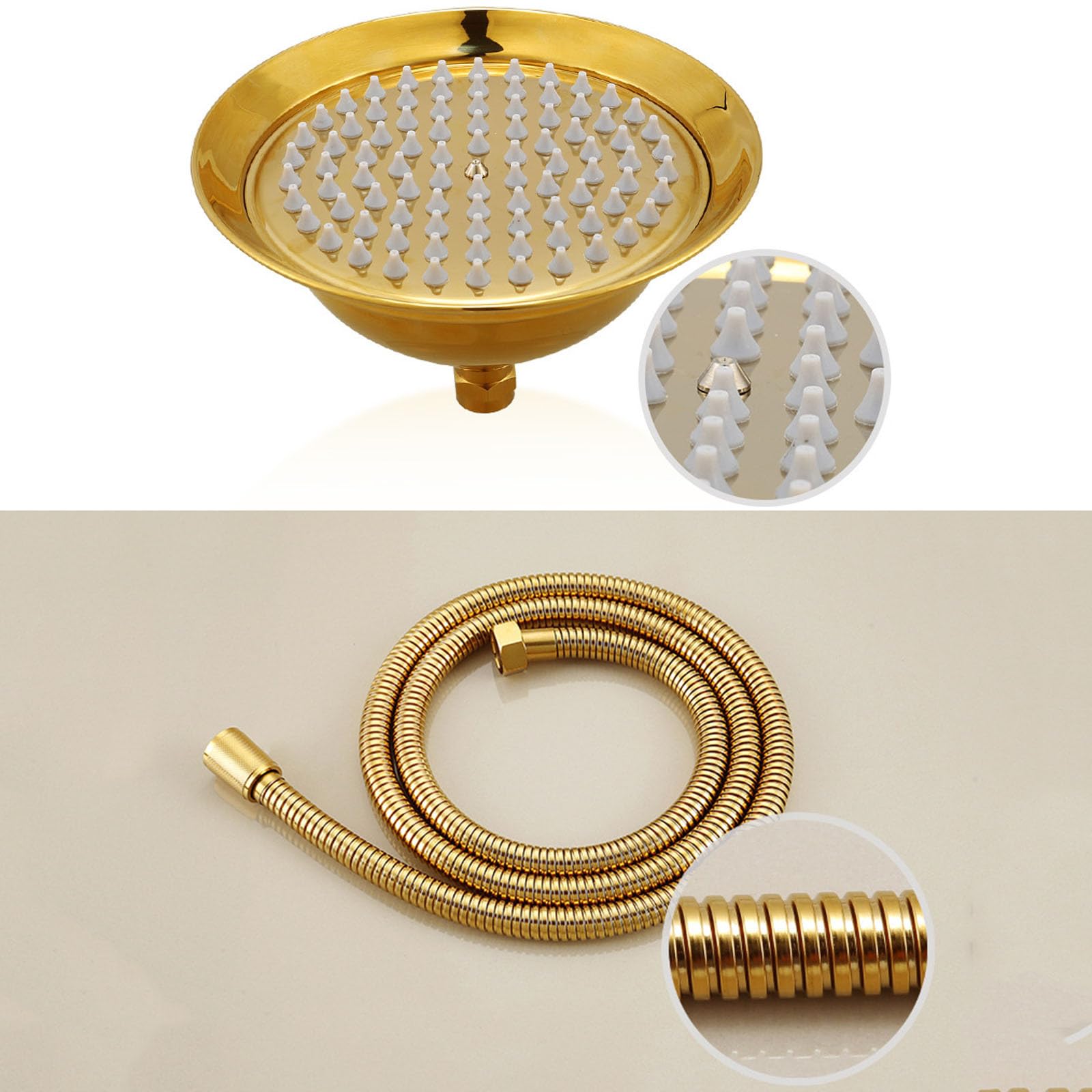 Conjunto de Ducha Retro Columna Ducha Vintage Laton con Grifo y Altura Ajustable Oro