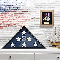 Vista 6 de Flag Display Case for Burial Flag, 9.5x5' Folded Flag Case for Burial Flag, Wooden Flag Box Display Case with Wall Mount, Flag Holder for Veteran