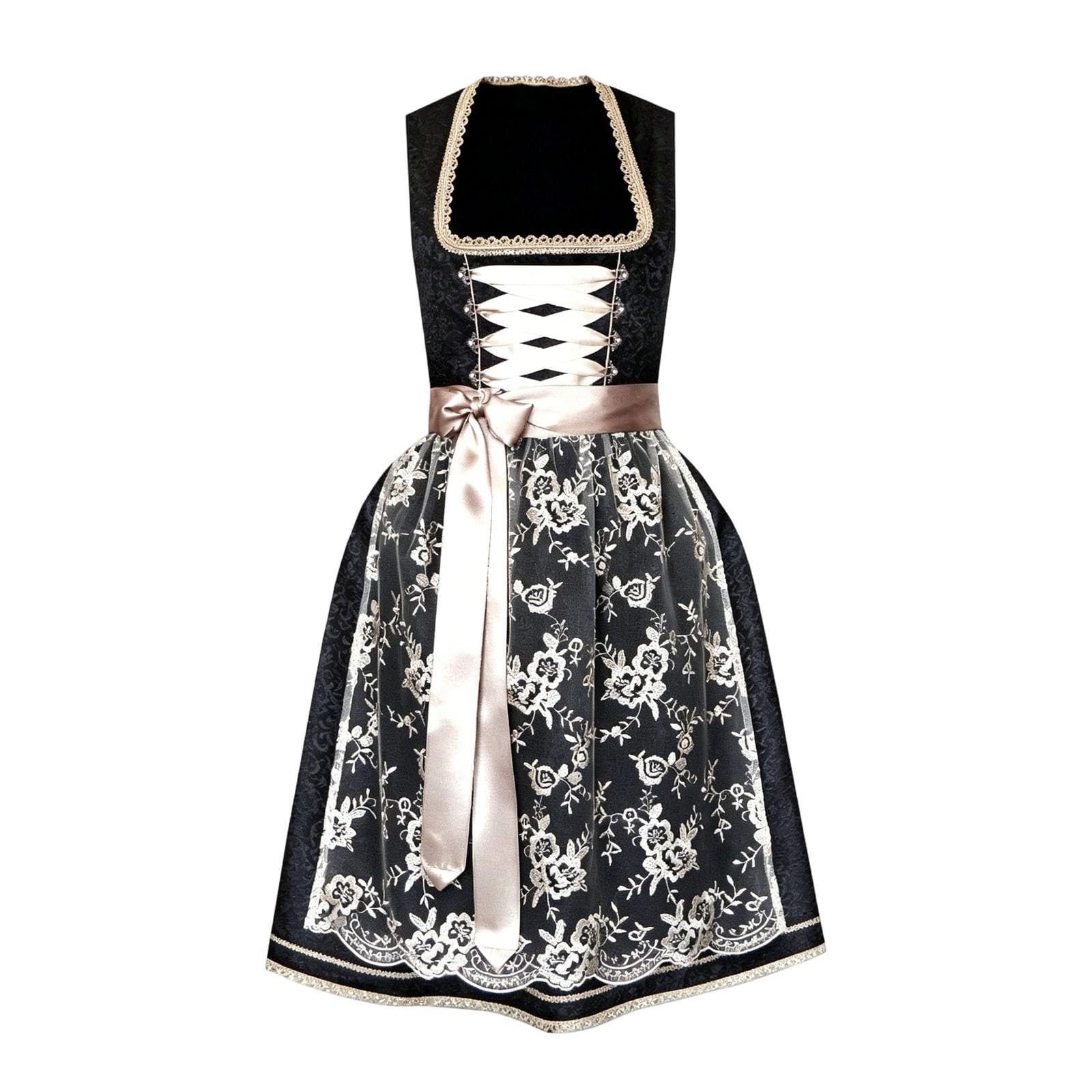 Dirndl Mädchen Trachtenkleid 2 Teilig Kinderdirndl Midi Trachtenkleid Knielang Dirndlkleid Elegante Dirndelkleider und Dirndlschürzen für Oktoberfest Outfit Hochzeit Kostüm Kinder Bayerisches Bierfest
