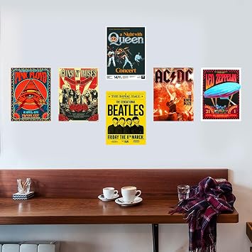 BDSHUNBF 6-Piece Band Art Kit: Rock Wall Collage with Limited Edition Signed Posters, Canvas Wall Art for Room Aesthetic