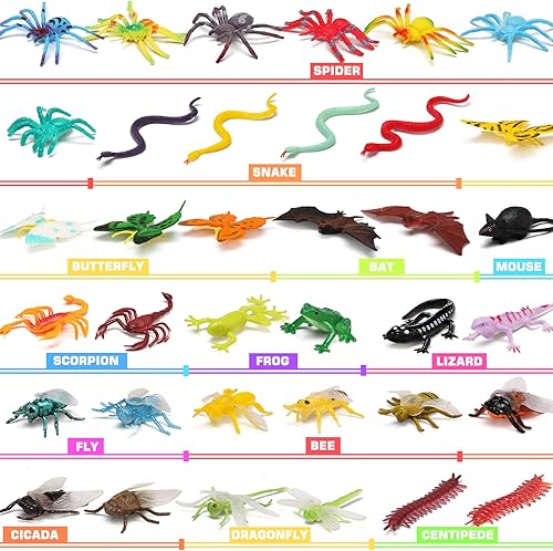 Miniatura 4 de Paquete de 76 mini juego de insectos de plástico, juguete realista de insectos para niños, figura de insectos falsos para niños, niños pequeños,