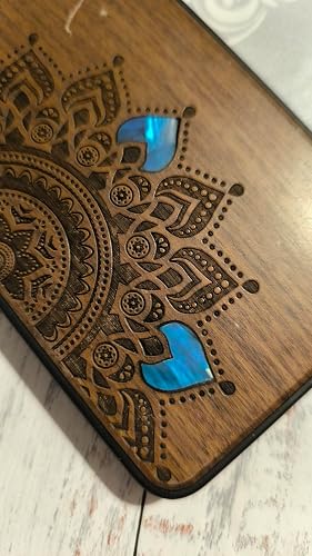 Custodia Kwmobile Per Xiaomi 13 Lite 5G – Cover Rigida In Legno Con Bumper In Silicone TPU, Motivo Sole Mandala, Colore Marrone Scuro - 2