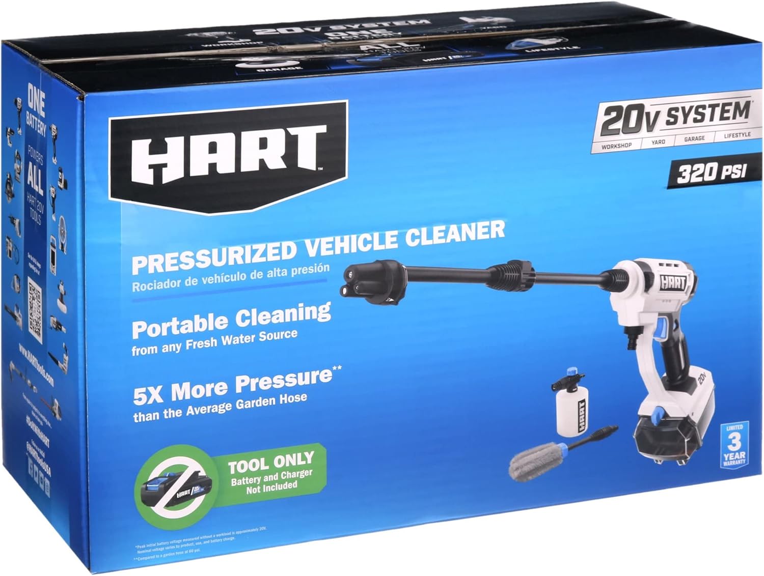 HART 20-Volt Cordless Pressurized Vehicle Cleaner Portable Cleaning