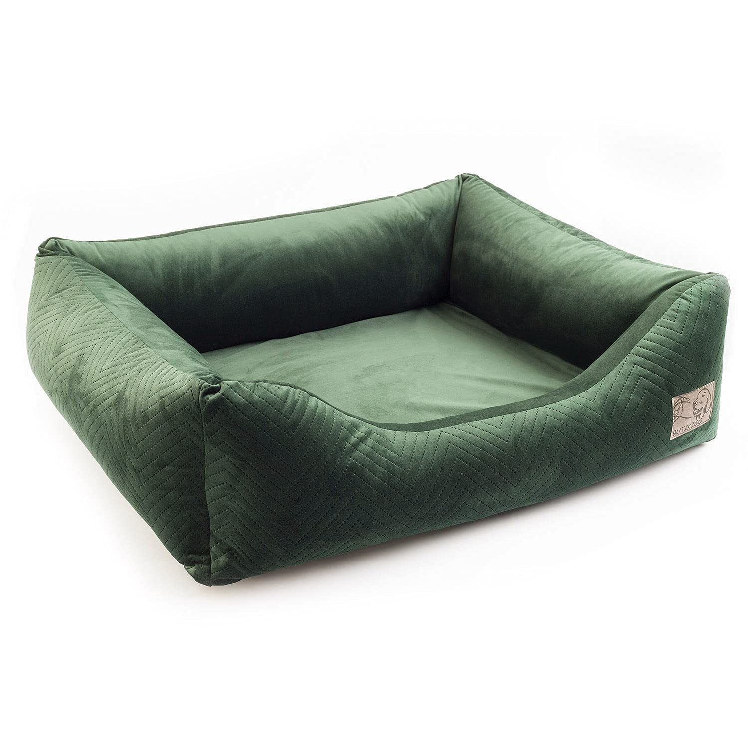 Exclusive Hundebett | Hundeliege, Hundekörbchen mit Kissen | Hundesofa für große Hunde | Große: XL - 100 x 79 x 22 cm | Farbe: Velvet Grün