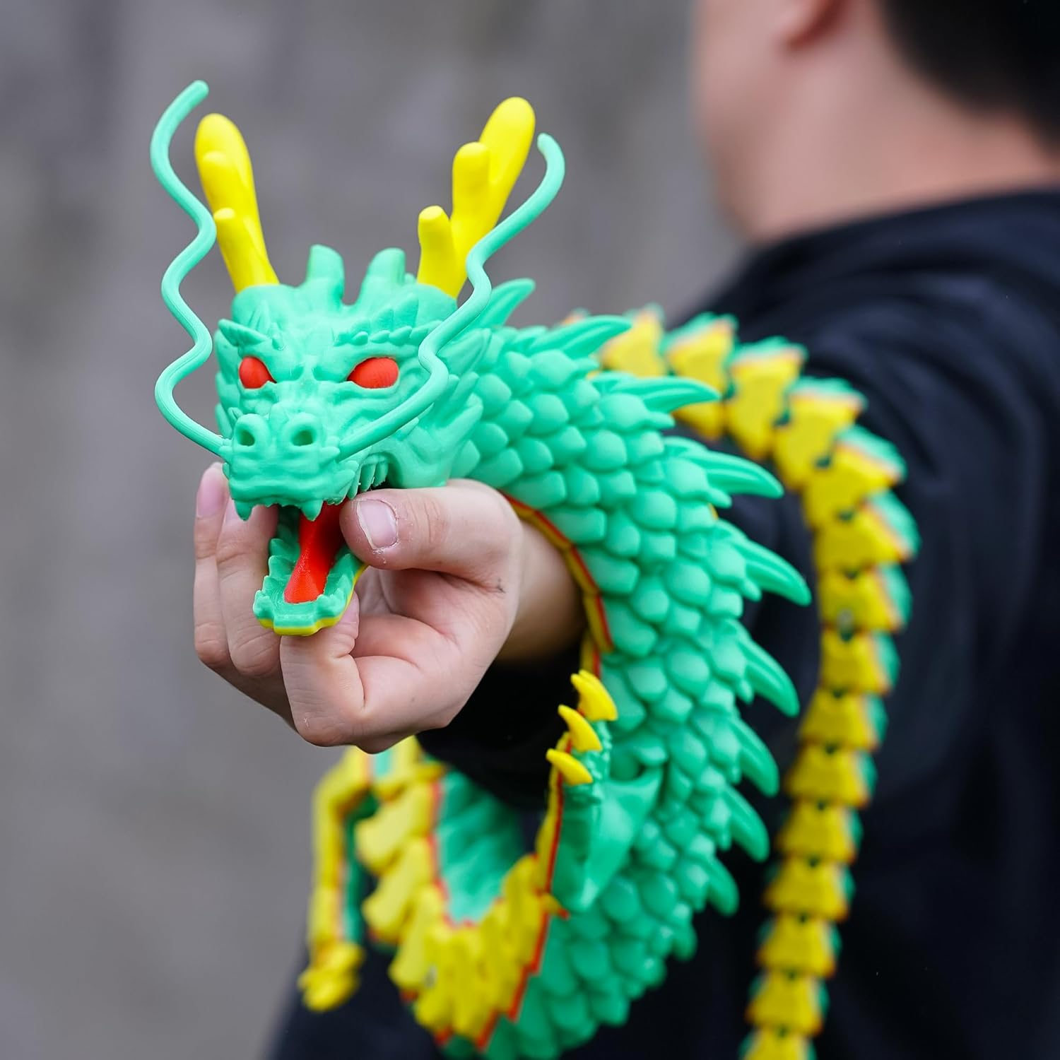Super Large 3D Printed Dragon with Movable Joint,47.5inch,Flexible Realistic Articulated Animal Fidget Toys,Mystery Figurines Gifts,Executive Desk Décor and Festival Collectible (colorfulA) - Image 5
