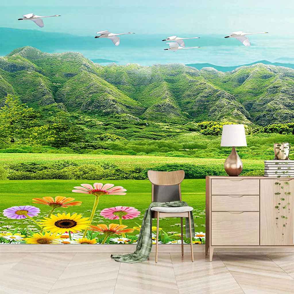 Poster géant panoramique montagne pour chambre parentale et salon nature 3D