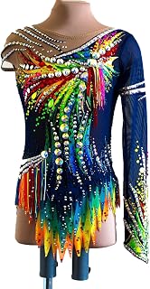 JRUIA Women's Rhythmic Gymnastics Leotards Dress Girls' Sparkly Competition Bodysuit Handmade Figure Ice Skating Costume