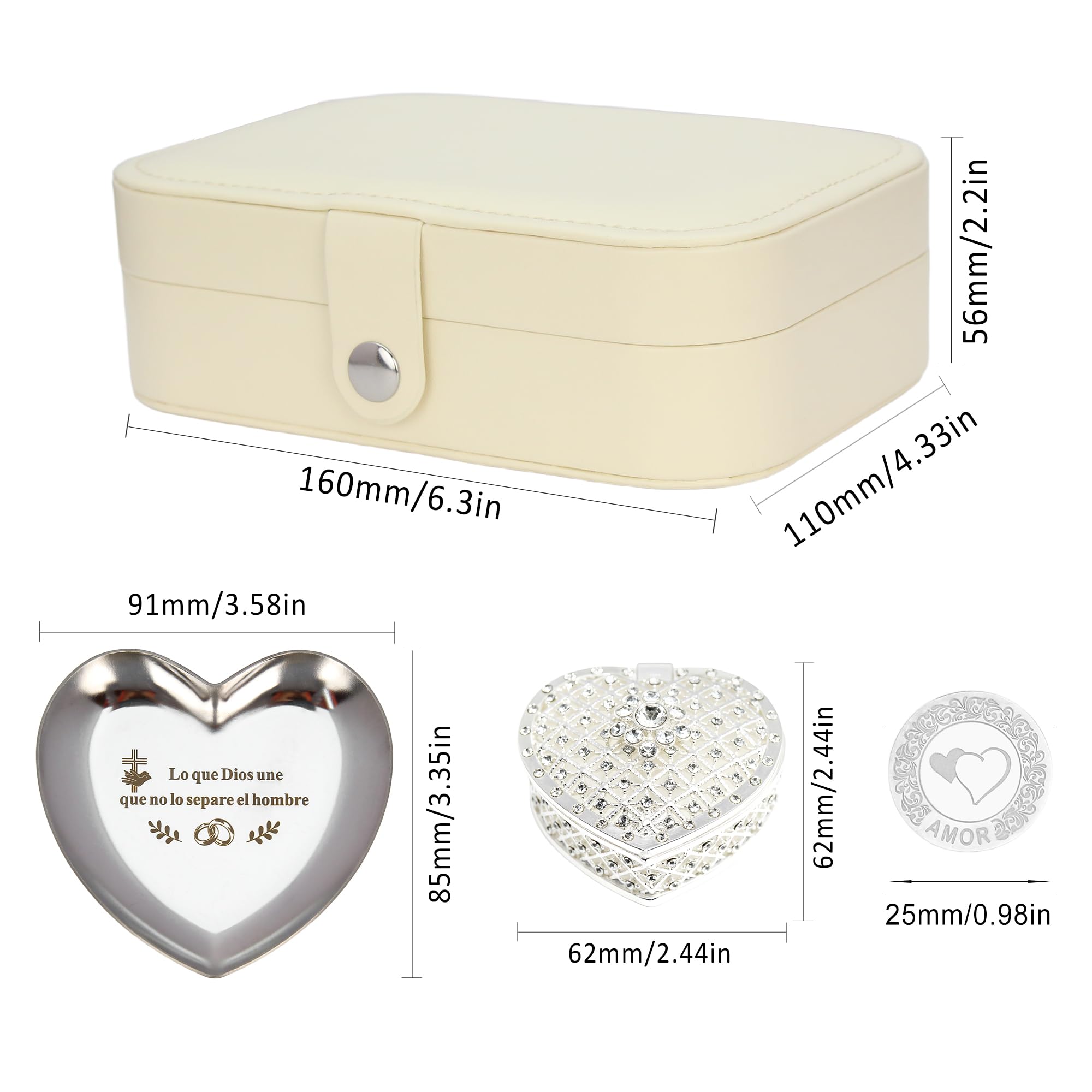 TINGKU Custom Wedding Coin Set - Arras para Boda Católica, 13 bendiciones únicas, caja de cuero de recuerdos de boda significativa-Silver Coins HB