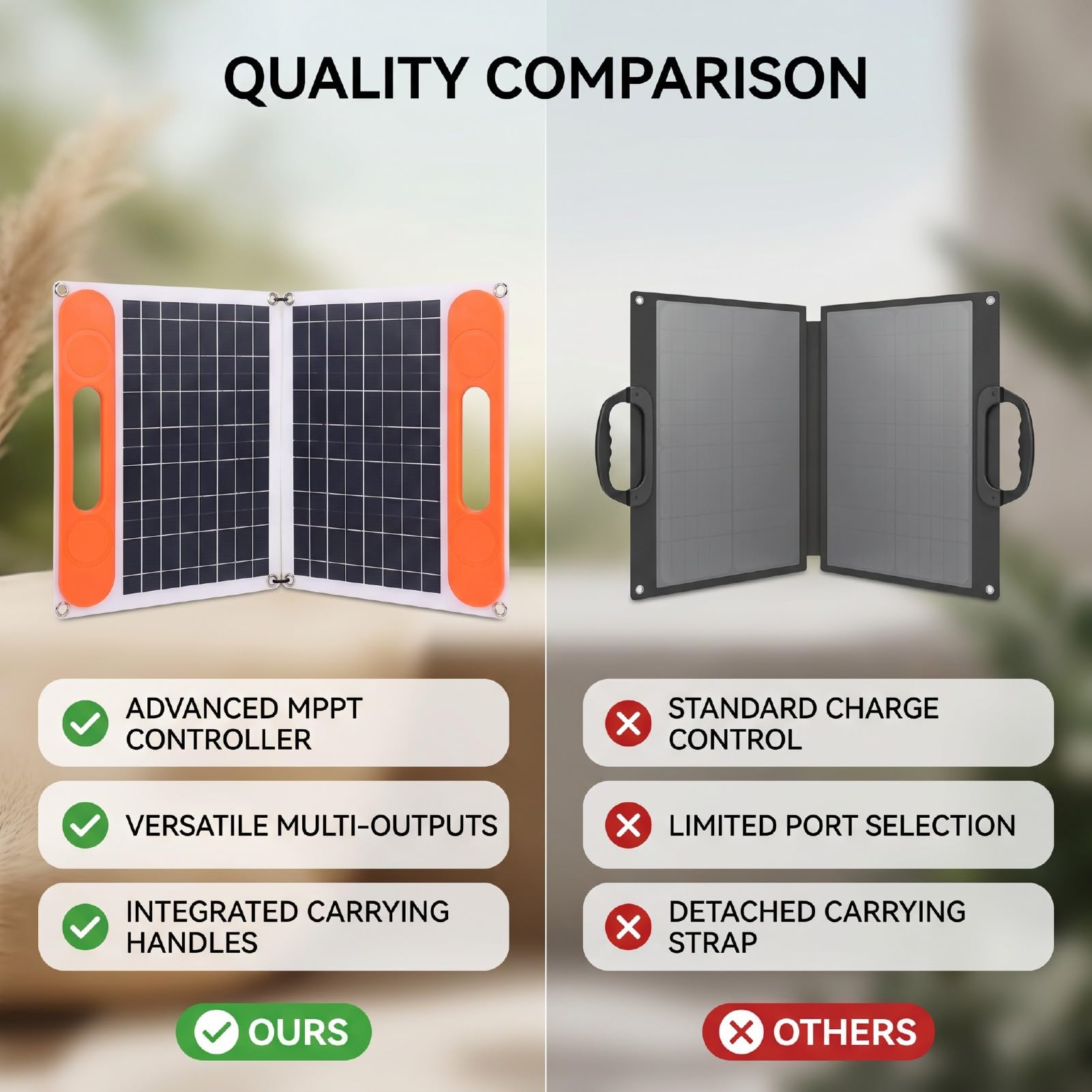 ZJchao Panel Solar Monocristalino 60W, Cargador Solar Portátil con Salida