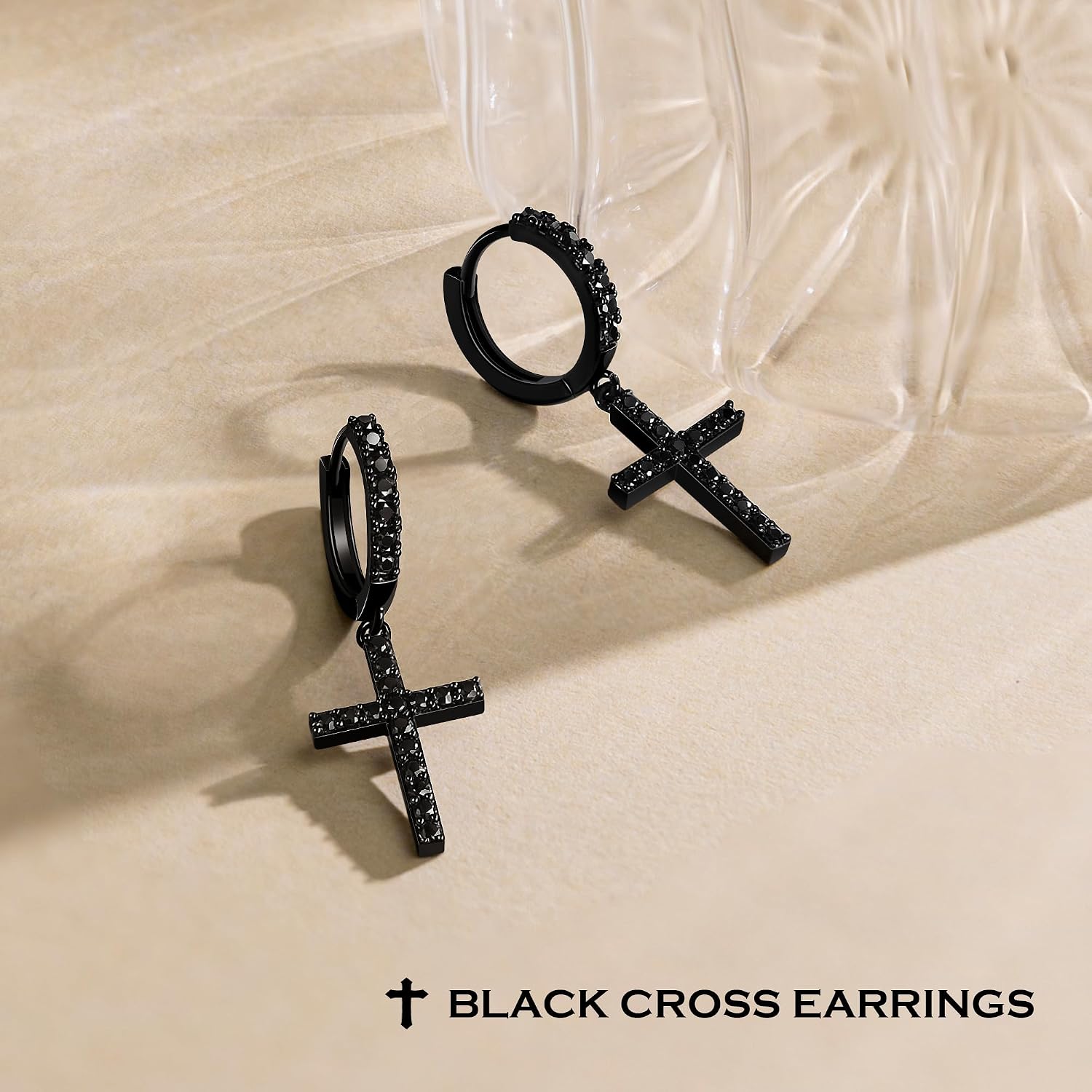 Me&Hz Cross Dangle Earrings for Women Men Cross Huggie Hoop Earrings