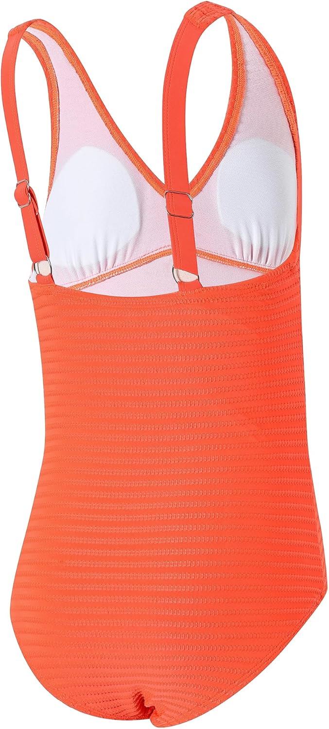 Girls Swimsuit One Piece Bathing Suit V Neck Girls' Swimwear Adjustable Straps Teen Girl Swimsuit Size 6-14Y Yizuoding006 - Image 2