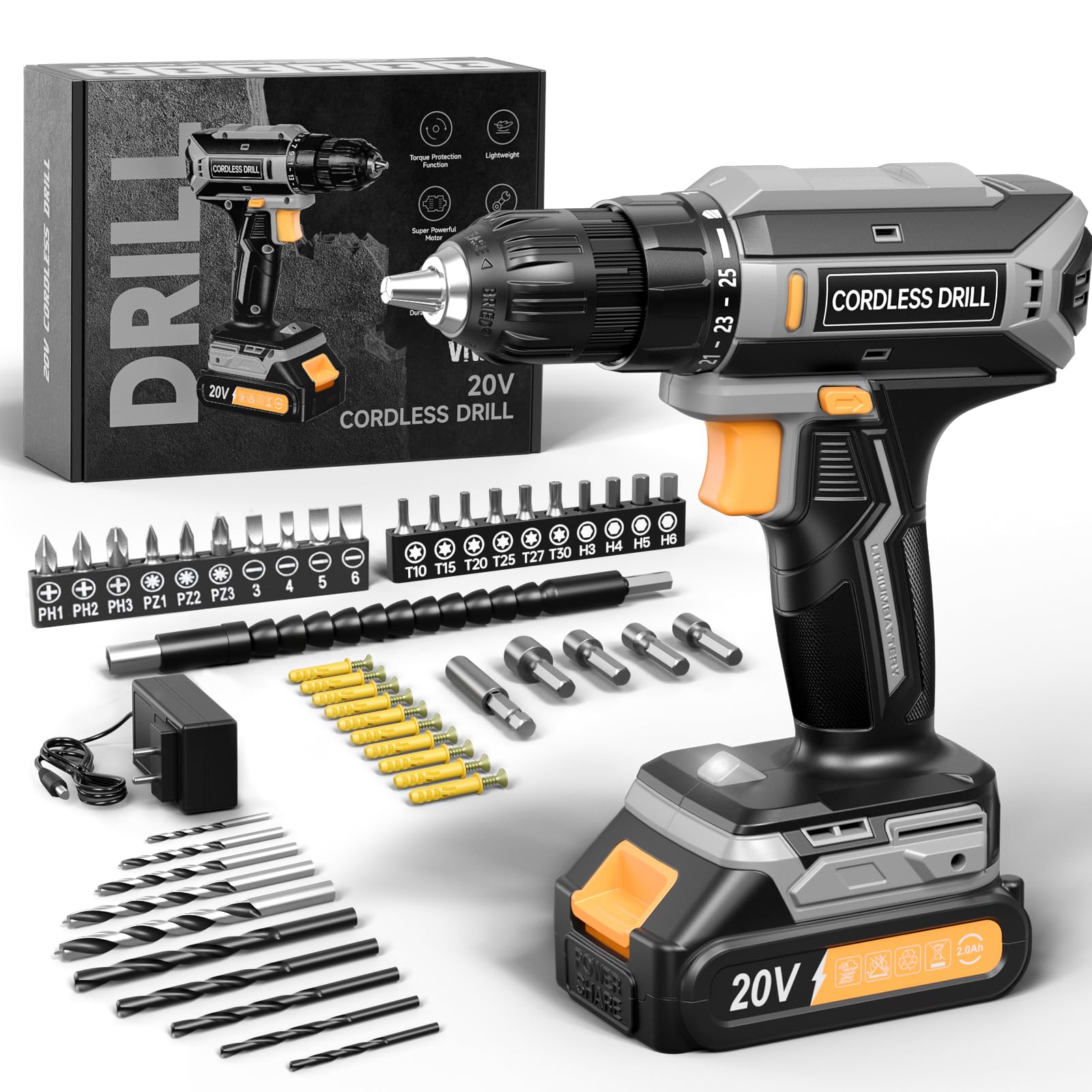 DongCheng Mini accuschroevendraaier, 4 V accuschroevendraaier klein, 2000 mAh lithium-ion batterij, 3 koppels, max. 5 Nm, LED-licht, 8-delig. S2-stalen bits, ideaal voor doe-het-zelvers en reparaties