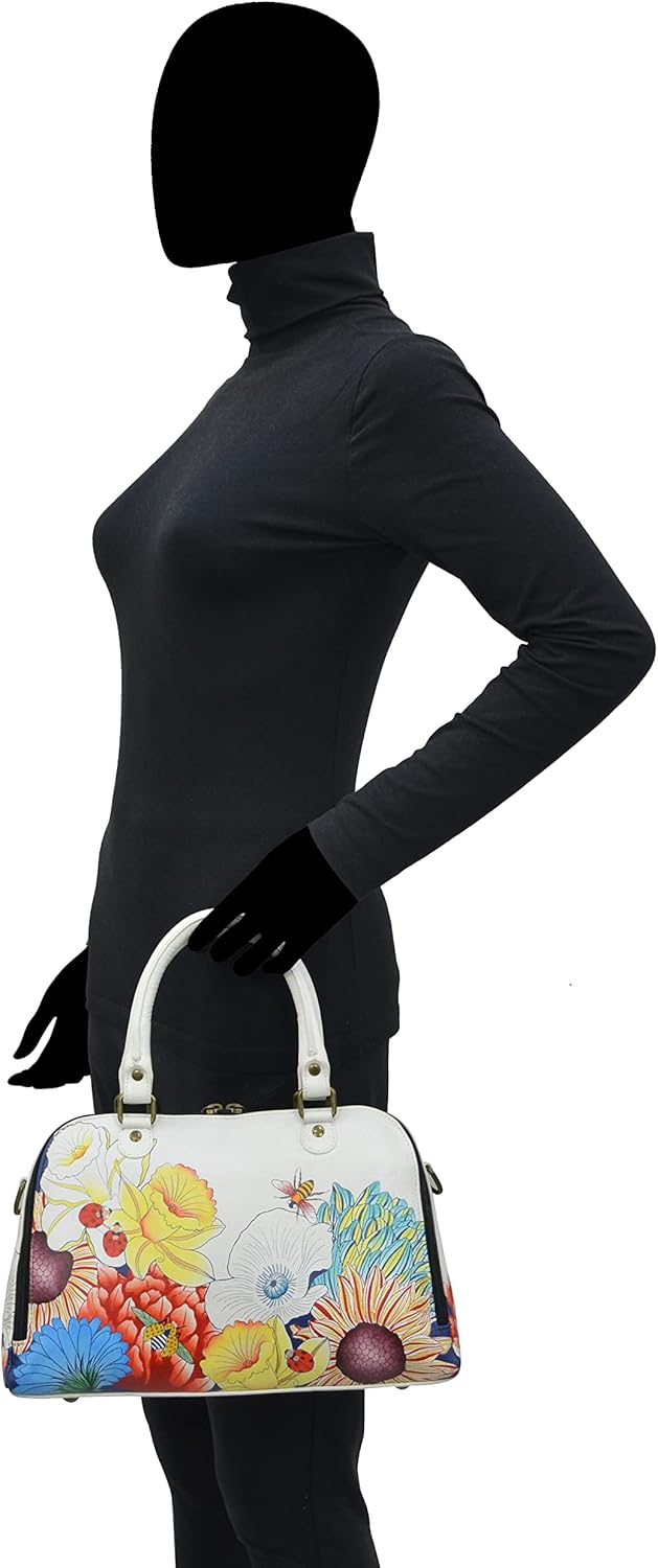 Anna by Anuschka womens Women's Hand-painted Genuine Leather Wide Organizer Satchel | Anna, by Anuschka, Hand-Painted, Wide - Image 2