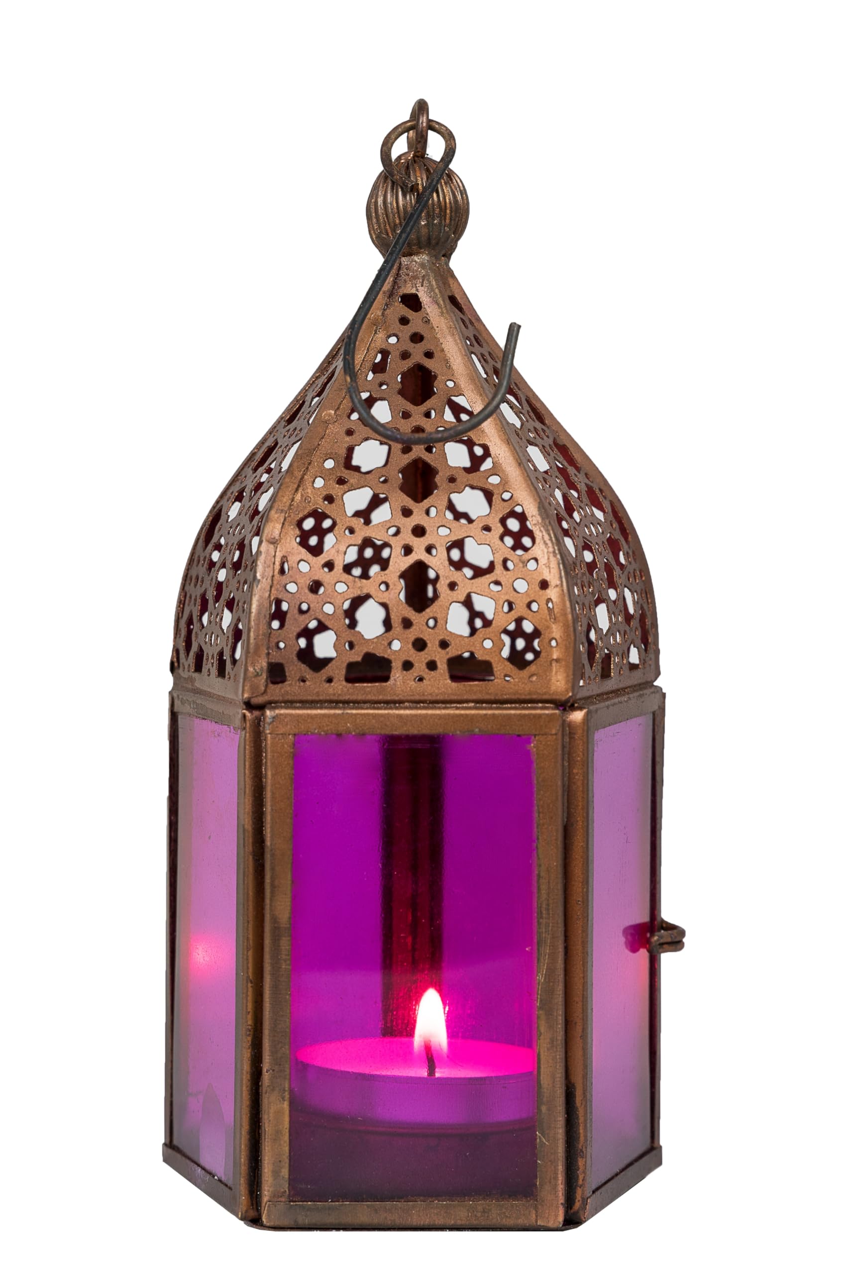 Orientalne latarnie Meena zestaw 6 kolorowych lampionów 16 cm | 6 x orientalne lampiony z metalu i szkła w 6 kolorach | marokańska szklana latarnia do użytku na zewnątrz jako latarnia ogrodowa