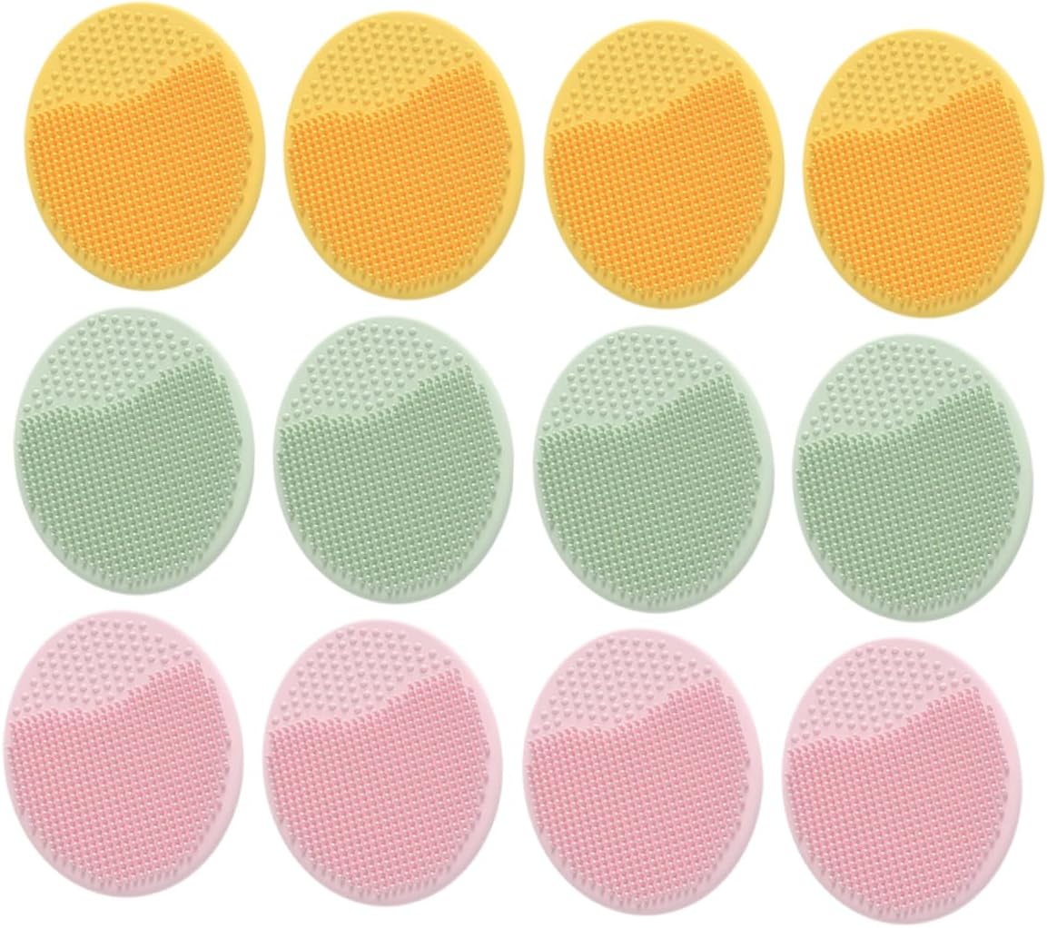 12pcs Baby Bath Brush: Silicone Cradle Cap Scrubber Exfoliator Newborns Scalp Massager Shampoo Brush for Dry Skin Shower with Ergonomic Handle