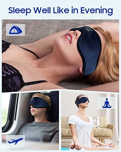 Miniatura 5 de LC-dolida Máscara de ojos para dormir, máscara de dormir con auriculares Bluetooth, máscara de ojos 3D, música inalámbrica, cubierta de dormir de