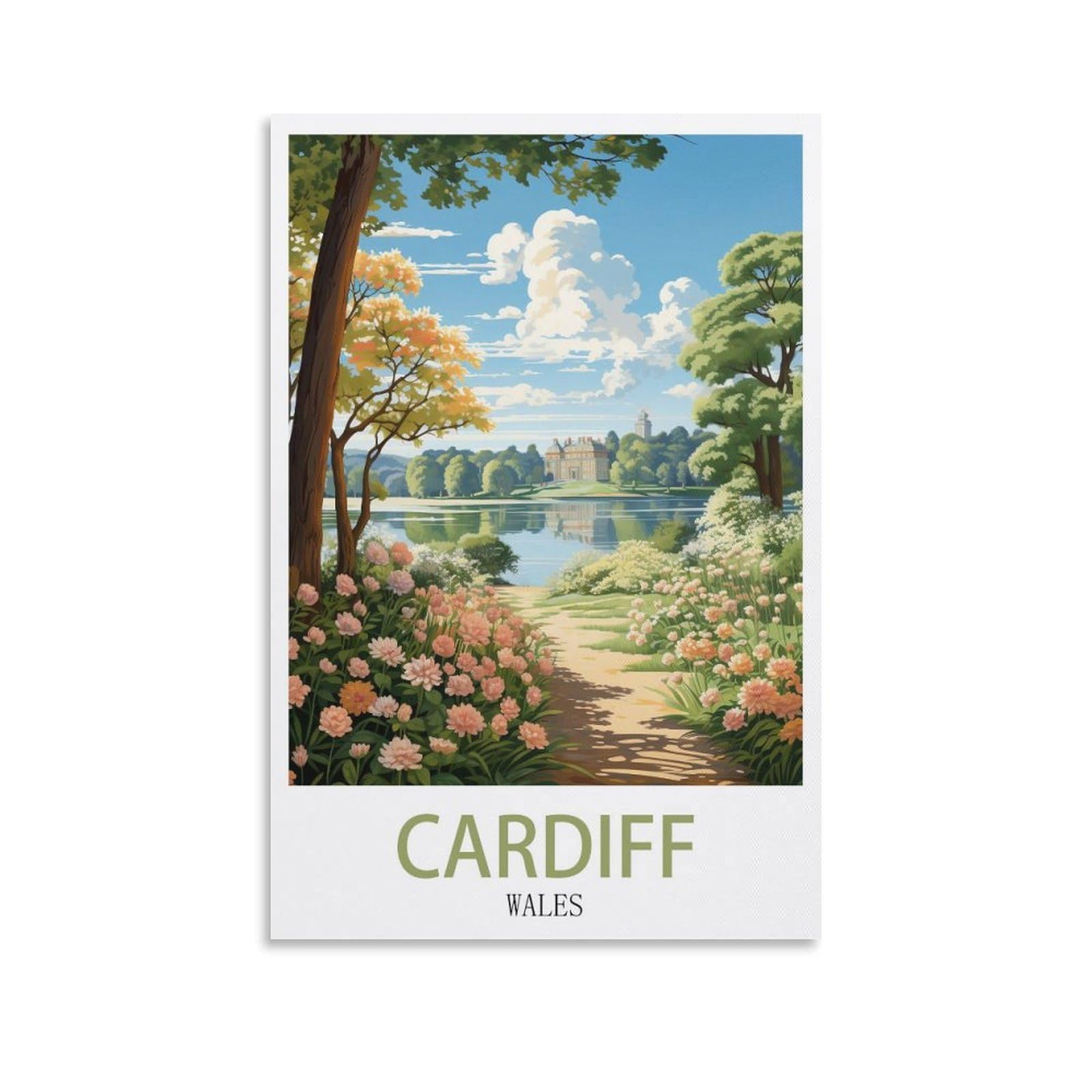 EZMLFA 5D Diamond Art Kits Adults,Cardiff Wales,DIY Cross Stitch Crystal Rhinestone Embroidery Pictures Craft for Home Wall Deco 40x40cm
