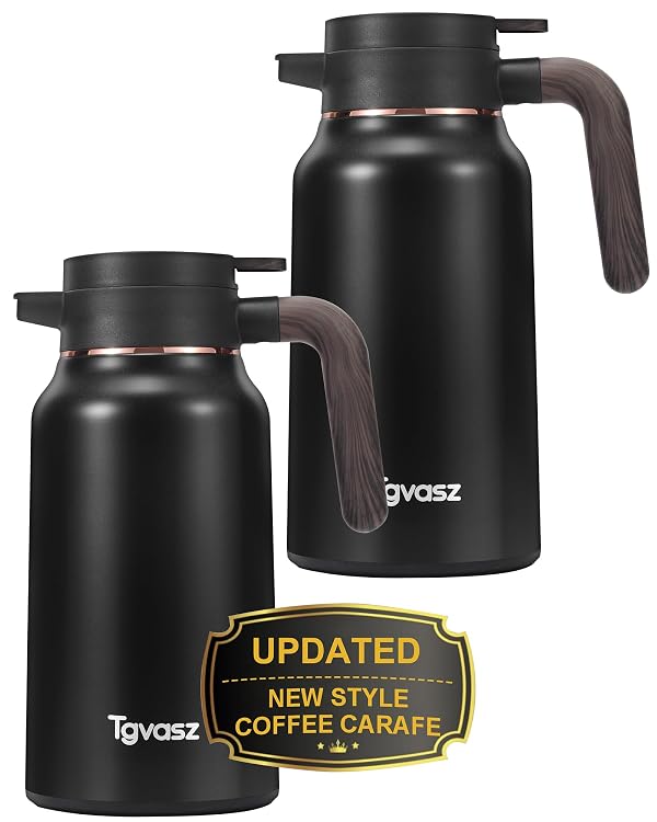 Thermal Coffee Carafe 70 oz - 36 Hour Hot (Fullness of Carafe) Carafes for Hot Liquids-Insulated Coffee Carafes For Keeping Hot/Cold Coffee, Tea, Water, Drink Dispenser for Parties(Gold) by Tgvasz - Used condition - US$21.59