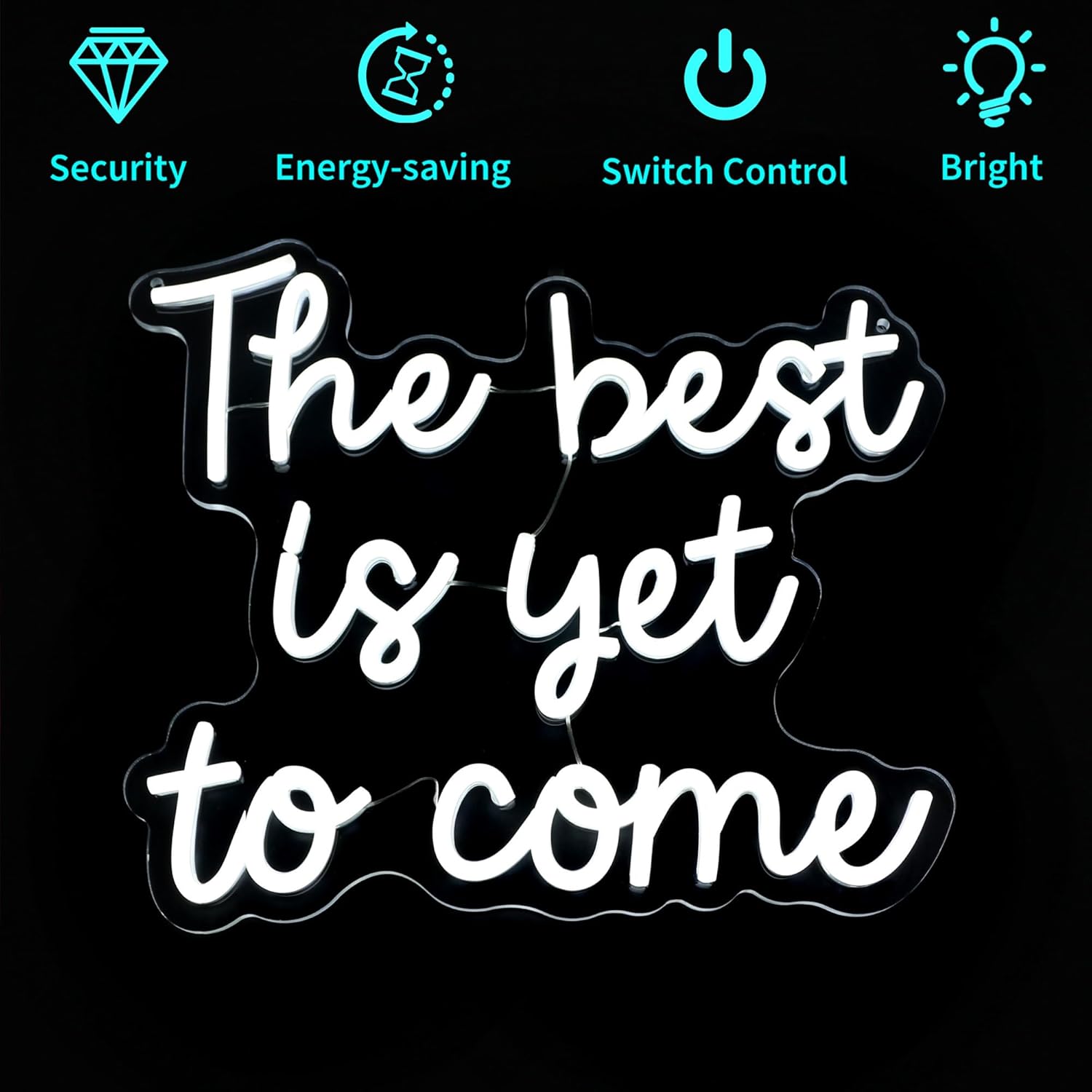 Neon Sign, HSJNJKFU The Best is Yet to Come Neon Signs for Wall Decor White Led Light Sign for Man Cave Room Home Party Birthday Wall Decor - USB Powered