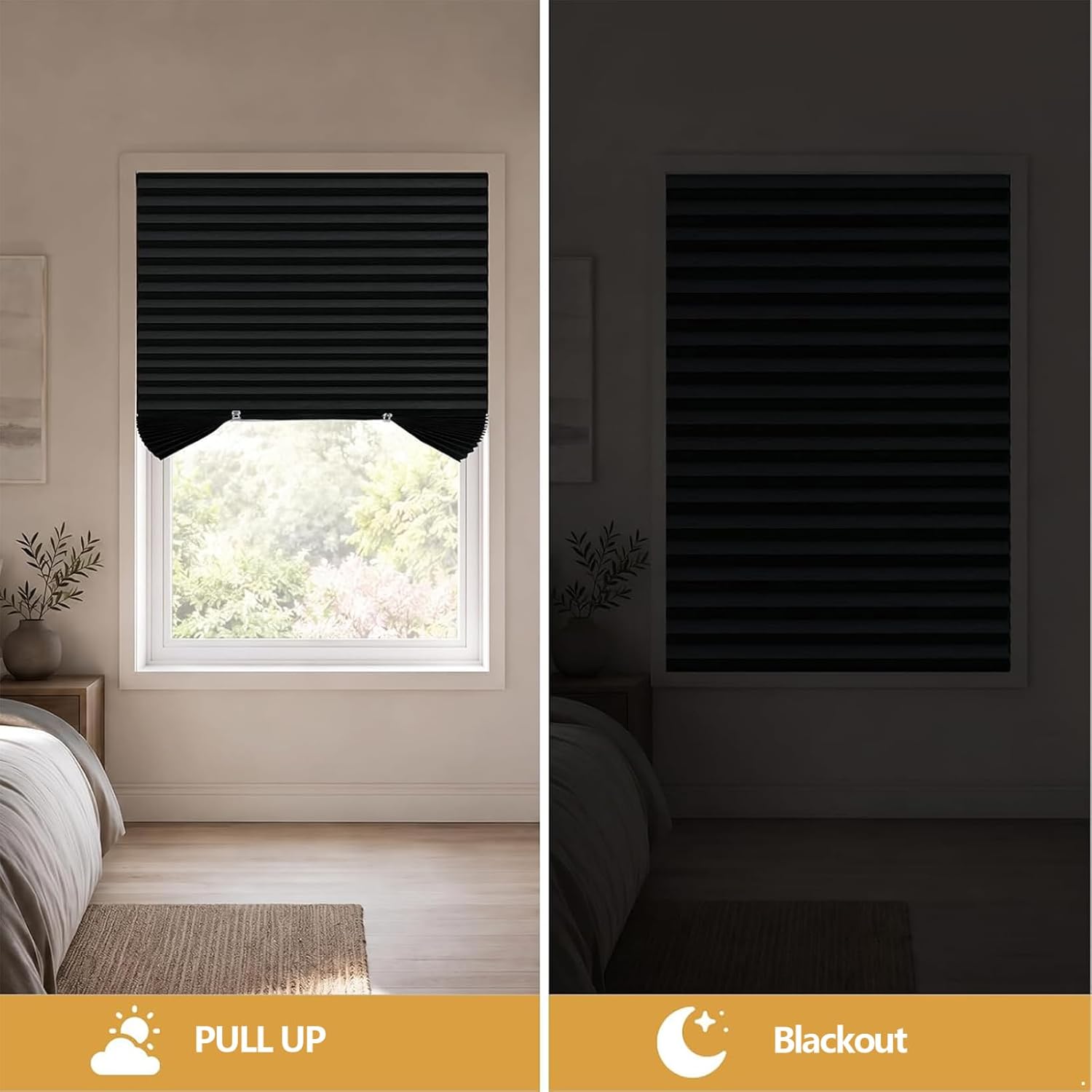 Temporary Blinds Window Blinds Blackout Curtains Black 35x59 Inch