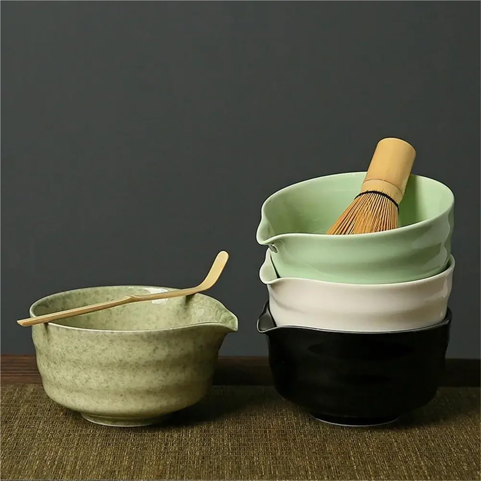 Matcha Tee Set 4 Teile/satz Keramik Matcha Box Tee-Set Mit Schneebesen Und Schüssel Prächtige Grinder Pinsel(A)