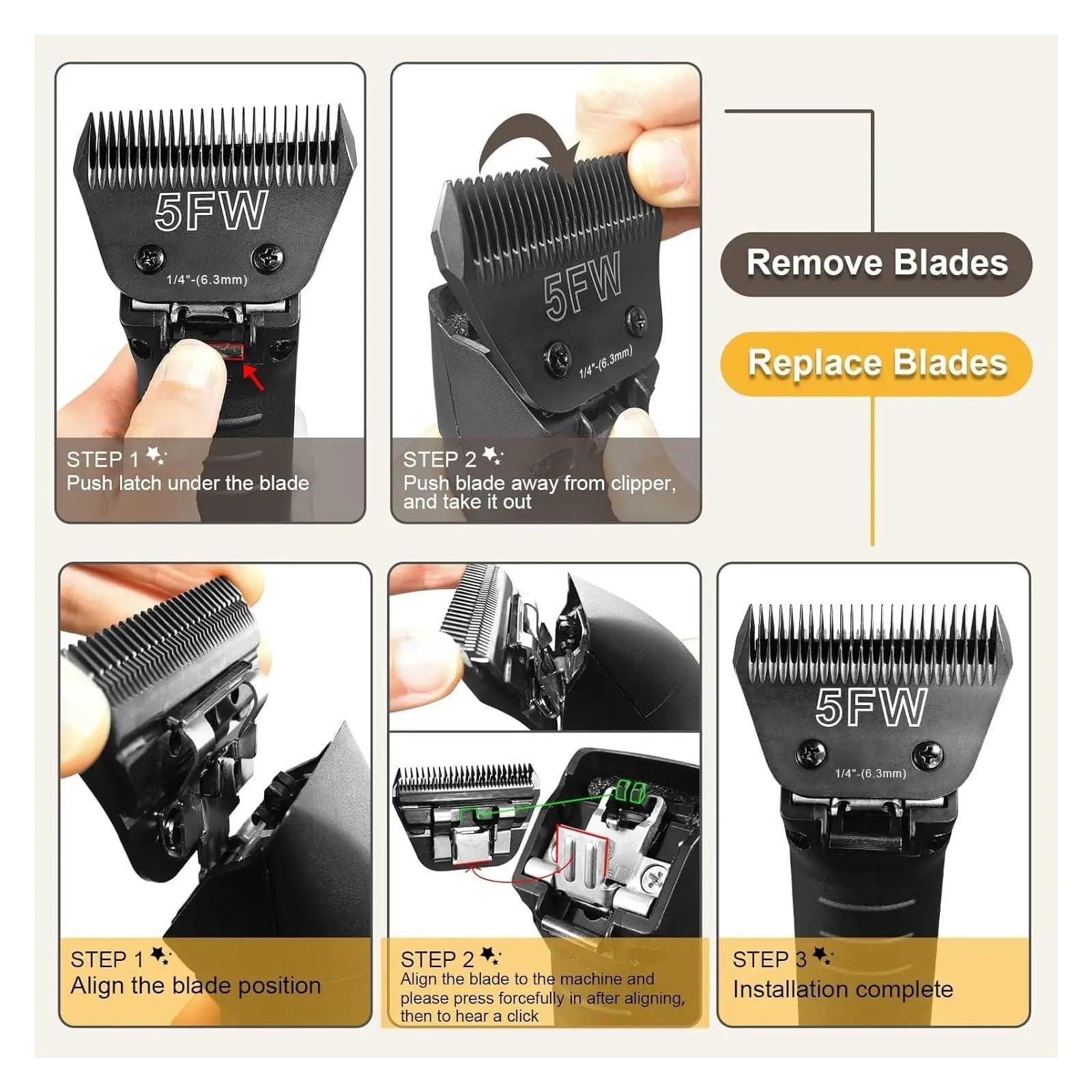 Cuchillas Anchas For Peluquería Canina, Compatibles Con Andis, Oster Y A5. Fácil Limpieza.