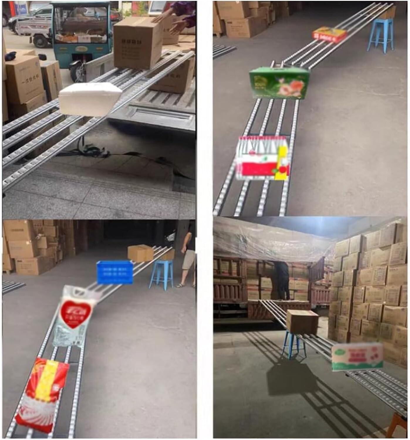 Leichtlast-Schwerkraft-Rollenfördertisch, 100 cm, antriebsloser Güterumschlag, 4-Schlitten-Design für Lagerhallen, effizienter Materialtransport, ideal für Logistik und Versand