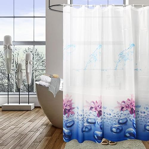 Miniatura 40 de Forro de cortina de ducha, forro de ducha de hojas de plátano de PEVA 4G, cortinas de ducha impermeables de plástico, 72 x 72 pulgadas con agujeros