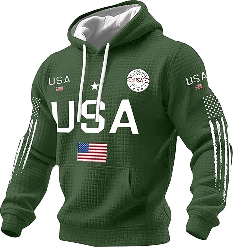 MGWTFZDL 4th of July Hockey jersey Zip Up Neck Long Sleeve Hoodie/Jacket Olympic